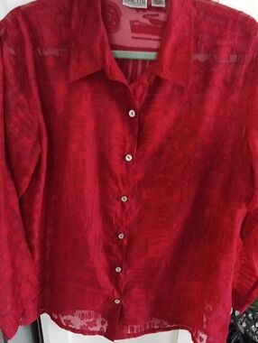 Chico's Men's Red Sheer Button-Down Shirt